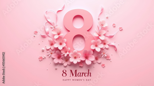 Women's Day Celebration with Pink Floral Design, Festive and Elegant, March 8