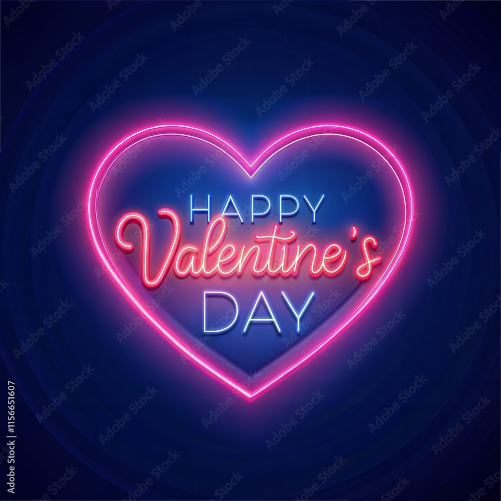 Happy Valentine's Day Neon Glow Typography Happy Valentine's Day Neon Glow Typography