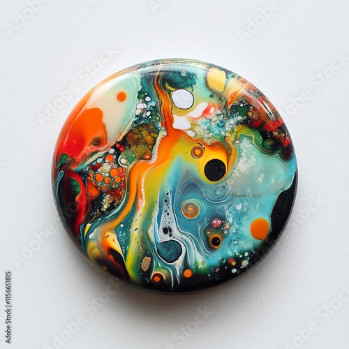 Abstract Fluid Acrylic Pouring: Vibrant Swirls of Color photo