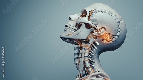 Wallpaper Mural Human Anatomy Head Neck Skull Nervous System 3D Render Torontodigital.ca