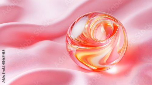 Glittering Sweetness: A Lollipop's Kaleidoscope on Soft Pink Canvas