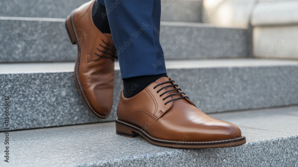 Businessman Walking Up Stairs to Work, Concept of Success in Corporate Life, Suitable for finance, career, and entrepreneurship themes Businessman Walking Up Stairs to Work, Concept of Success in Corporate Life, Suitable for finance, career, and entrepreneurship themes