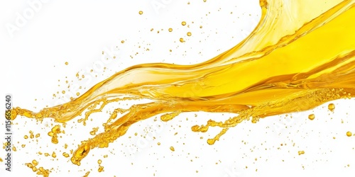 Vibrant splash of sunflower oil captured in isolation against a clean white background, showcasing the rich texture and dynamic movement of sunflower oil in an artistic manner.