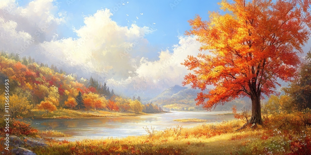 Autumn view over a picturesque landscape showcasing vibrant fall colors in a serene setting, highlighting the beauty of the season in this enchanting autumn scenery. Autumn view over a picturesque landscape showcasing vibrant fall colors in a serene setting, highlighting the beauty of the season in this enchanting autumn scenery.