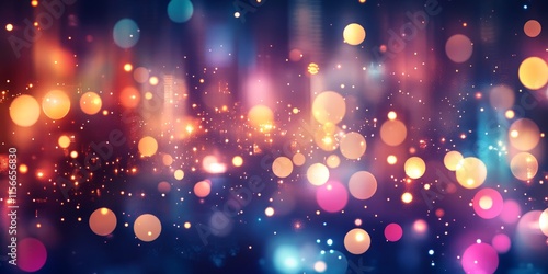 Night cityscape with vibrant light bokeh creating a beautiful blur background. This cityscape night light bokeh effect enhances the visual appeal of the scene, perfect for various projects.