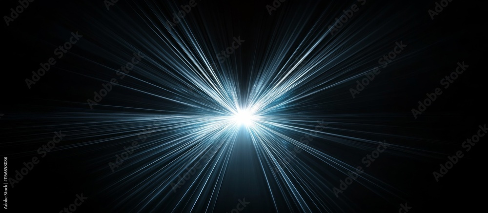 Obraz premium Dynamic Starburst Light Rays on Black Background with Close up view