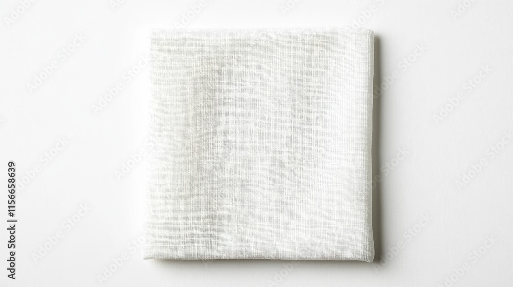 Fototapeta premium Soft textured white napkin on plain background with top view
