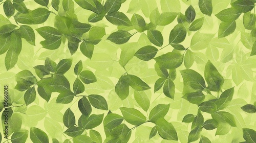 Lush Green Leaf Pattern, Botanical Textile Design