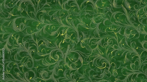Elegant Green and Gold Floral Damask Pattern - Seamless Textile Design