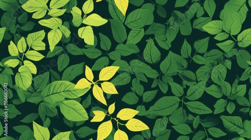 Lush Green Leaves Pattern - Vibrant Foliage Background