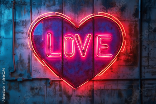 Wallpaper Mural Neon Love Sign on Urban Grunge Wall Torontodigital.ca