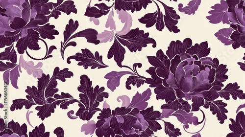Elegant Purple Floral Damask Seamless Pattern Design