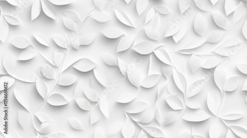 White Paper Leaf Pattern Background, Minimalist Design