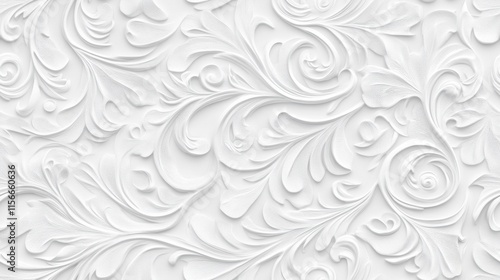 Elegant White 3D Floral Pattern Background Texture - Seamless Design