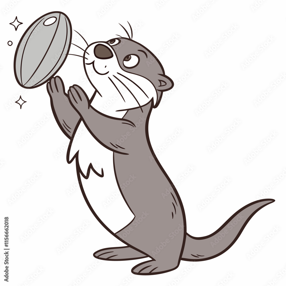 Fototapeta premium A playful otter floating on its back, holding a shiny pebble