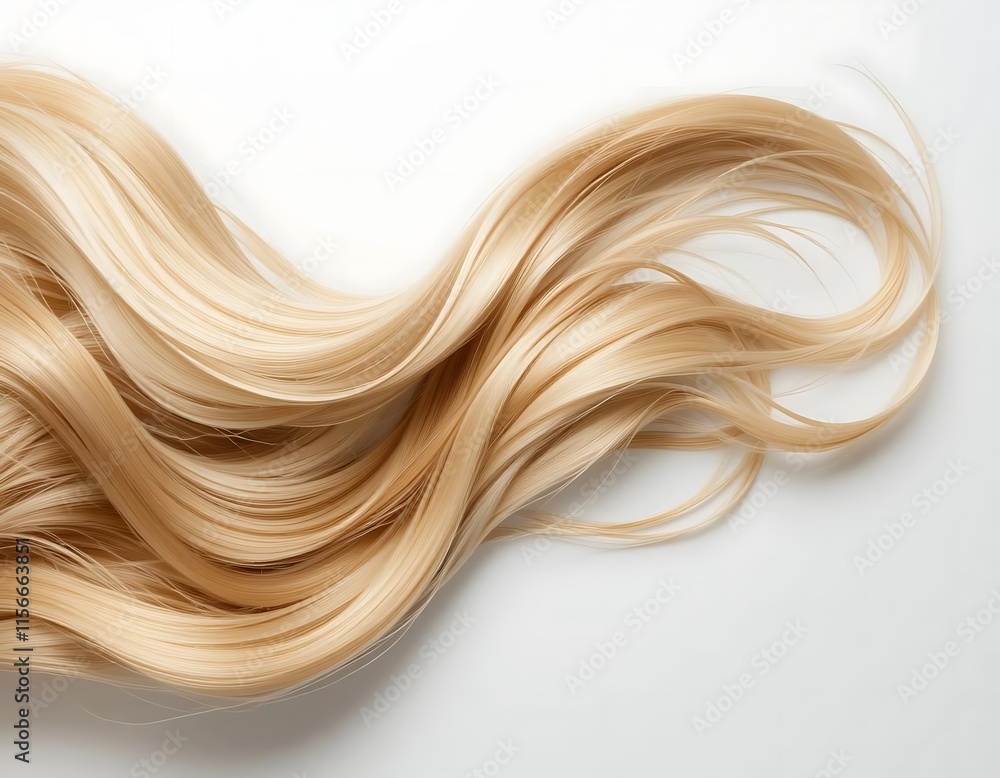 Long Blonde Hair Waving Gracefully on White Background Long Blonde Hair Waving Gracefully on White Background