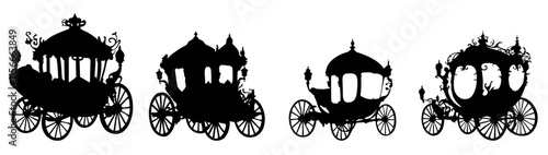 Amish Horse and Carriage Illustration on a Black and White Background set.