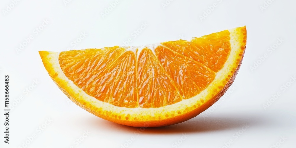 Isolated cut orange displayed on a white background. This closeup view highlights the vibrant colors and texture of the cut orange, perfect for showcasing fresh fruit. Isolated cut orange displayed on a white background. This closeup view highlights the vibrant colors and texture of the cut orange, perfect for showcasing fresh fruit.