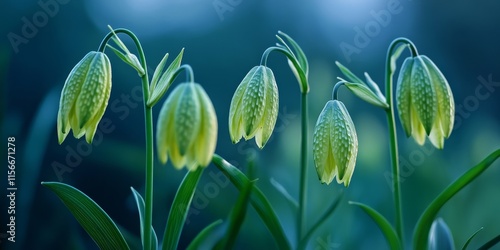 Soft focus on the unopened buds of hazel grouse, showcasing Fritillaria, a perennial herbaceous plant within the lily family, ideal for garden settings and rural or cottage landscapes.