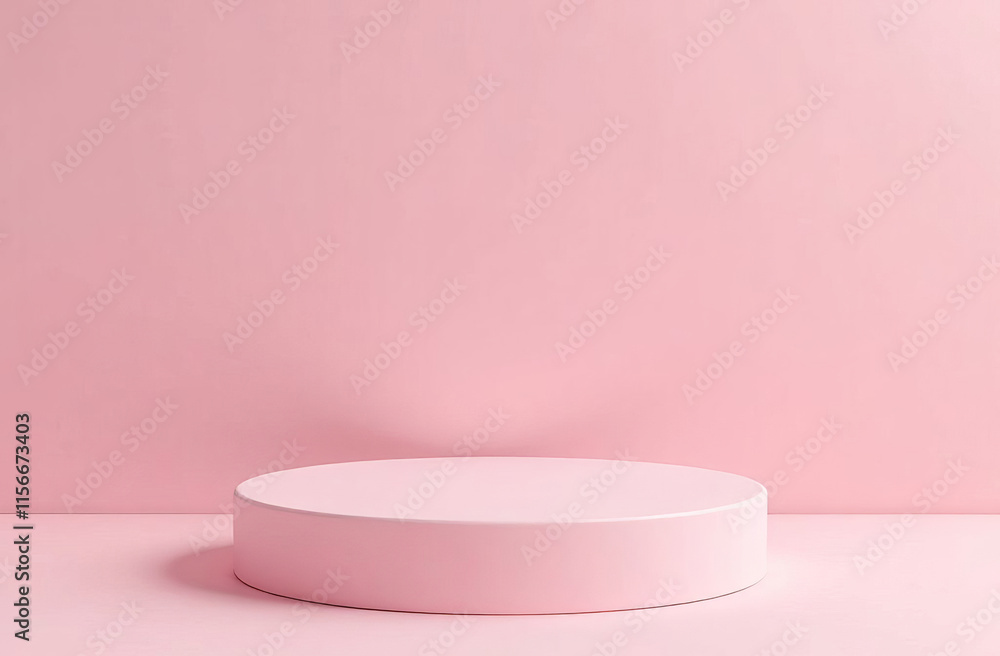 Round podium, minimalist design. Cosmetic product mockup placement pedestal, pink promotion stand display. Round podium, minimalist design. Cosmetic product mockup placement pedestal, pink promotion stand display.