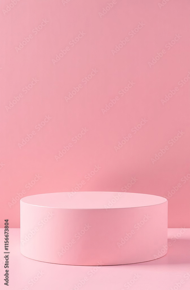 Round podium, minimalist design. Cosmetic product mockup placement pedestal, pink promotion stand display. Round podium, minimalist design. Cosmetic product mockup placement pedestal, pink promotion stand display.