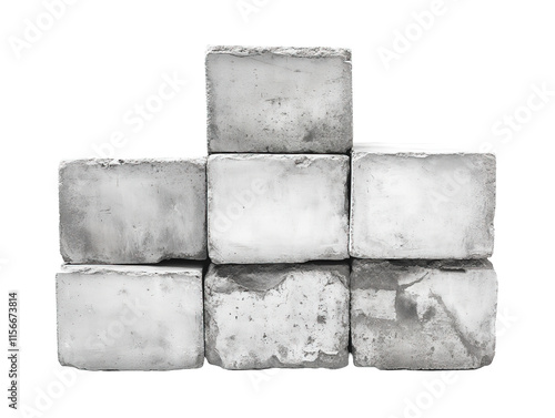 Gray cement solid bricks  available PNG on white background