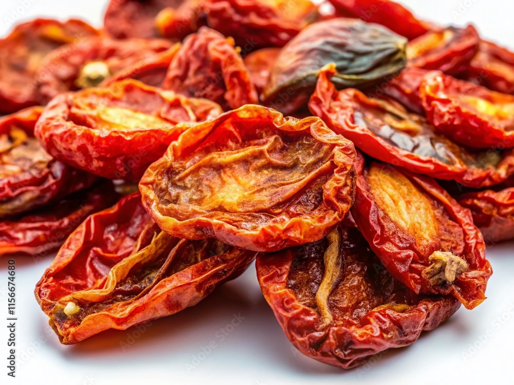 Dried Tomatoes Isolated White Background - Candid Photography Dried Tomatoes Isolated White Background - Candid Photography