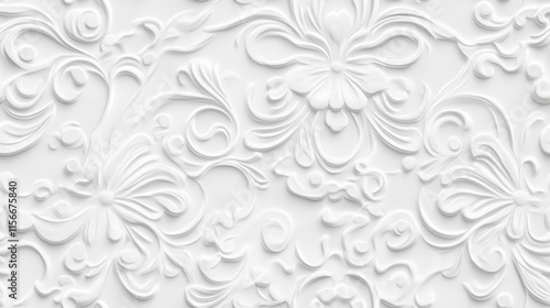 White Embossed Floral Pattern Background Texture - Elegant Design