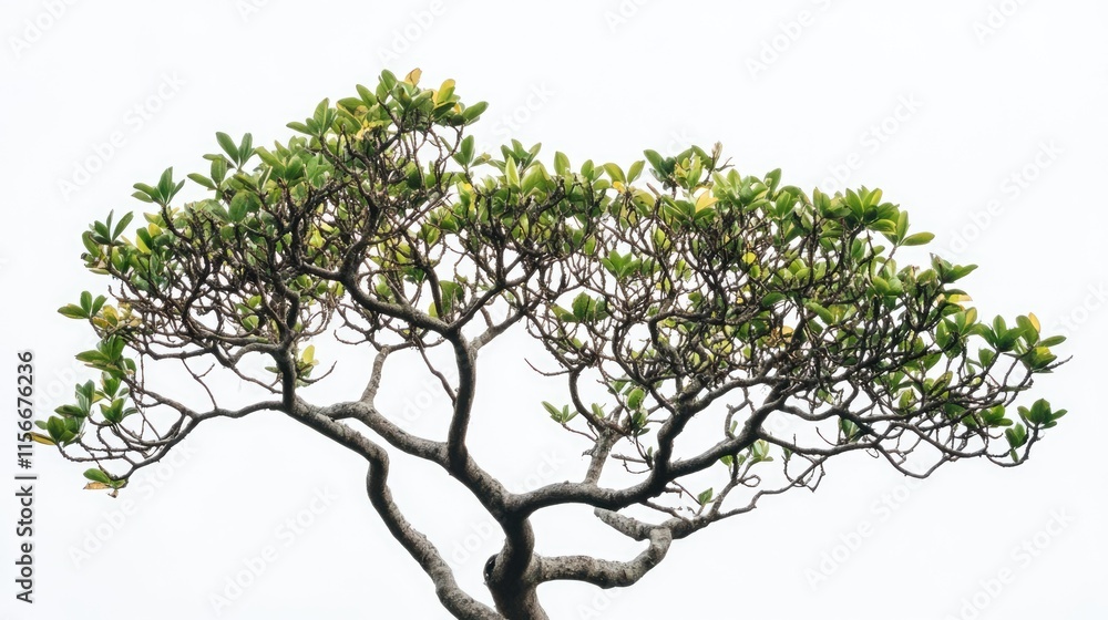 custom made wallpaper toronto digitalFrangipani tree silhouette with green leaves against a clean white background showcasing intricate branch structure and natural beauty