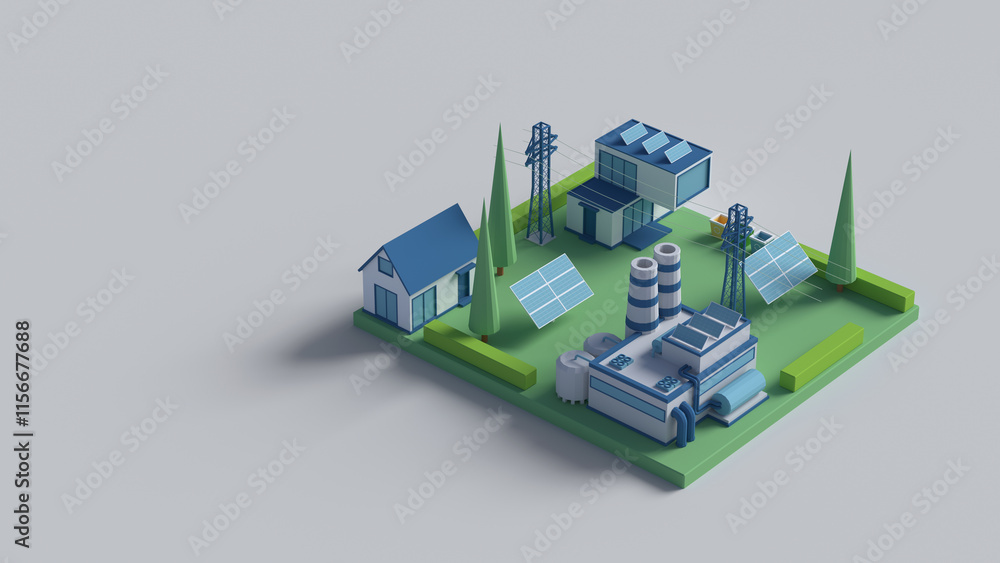 Obraz premium EcoFriendly Energy Solutions Utilizing Solar Power Integration and Efficient Technology Innovations