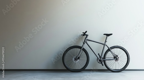 A stylish bicycle against a minimalist wall. photo