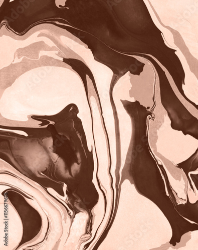 The texture of marble. Abstract background, made in the technique of fluid art. Demonstrating the colors of 2025 - Mocha Mousse