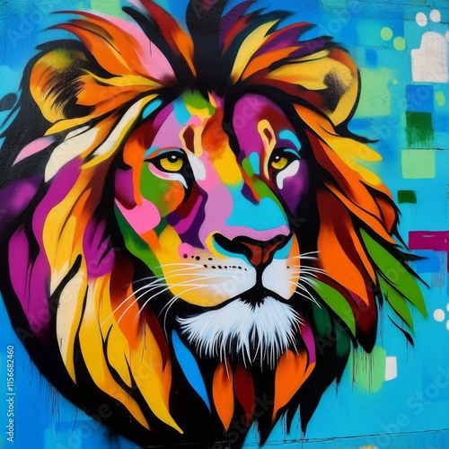 Wallpaper Mural Vibrant colorful lion head graffiti art. Torontodigital.ca
