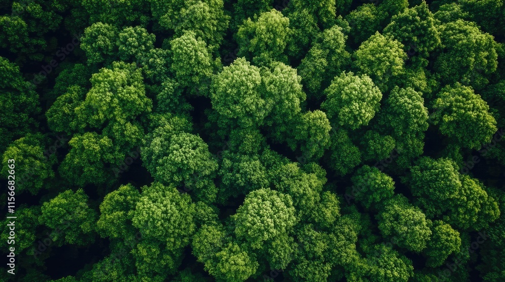Lush green forest canopy showcasing dense foliage and vibrant tree tops from an aerial perspective in natural sunlight Lush green forest canopy showcasing dense foliage and vibrant tree tops from an aerial perspective in natural sunlight