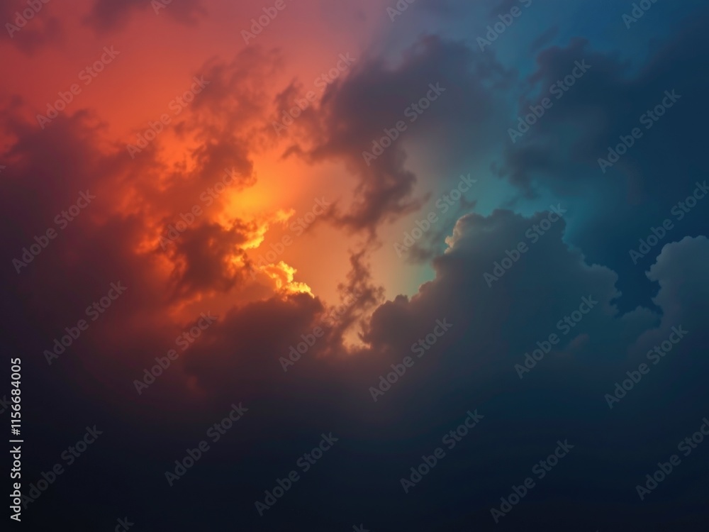 Dramatic Sunset Sky Orange Blue Cloudscape Background Dramatic Sunset Sky Orange Blue Cloudscape Background