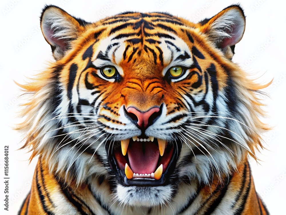 Open-Jawed Tiger Face - Fierce & Bright Open-Jawed Tiger Face - Fierce & Bright