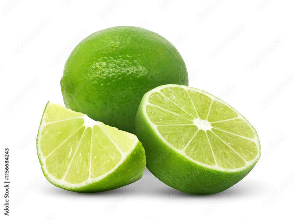 Sliced of fresh lime fruit isolated on white background. Sliced of fresh lime fruit isolated on white background.