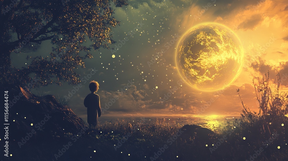 A Child's Dream: Surreal Sunset Landscape A Child's Dream: Surreal Sunset Landscape
