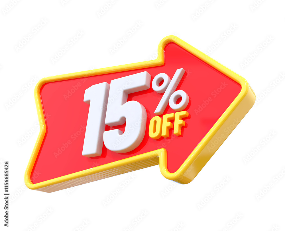 15 Percent Offer Label in 3d 15 Percent Offer Label in 3d