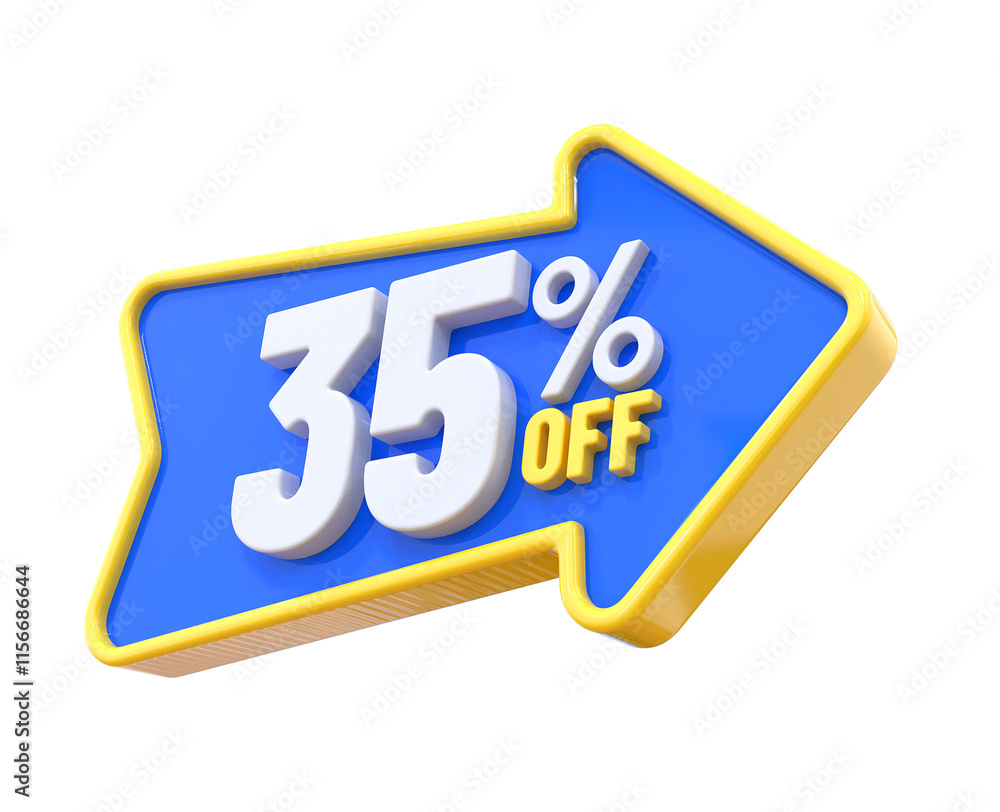 35 Percent Offer Label in 3d 35 Percent Offer Label in 3d