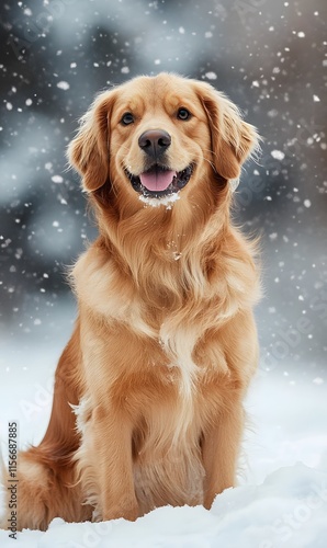 Dog handsome on the snow,generation AI