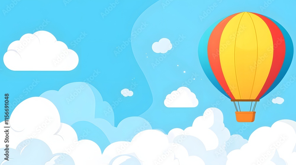 Fototapeta premium Colorful Hot Air Balloon Soaring Through Fluffy Clouds