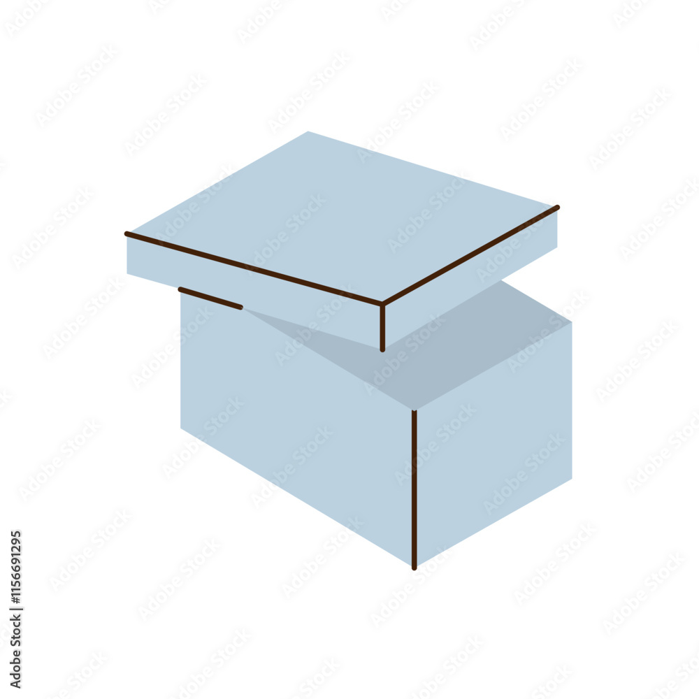 Square box. Carton delivery packaging box. Vector illustration.