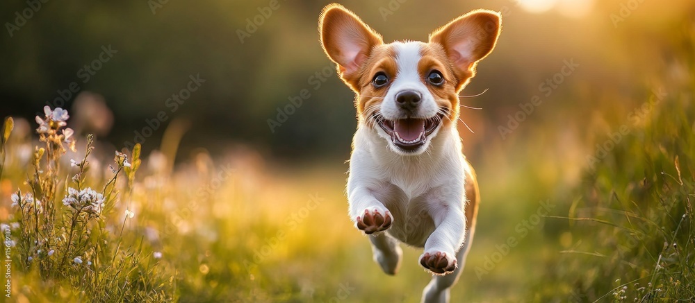 Playful Jack Russell Terrier running in a sunny Happy and energetic Playful Jack Russell Terrier running in a sunny Happy and energetic