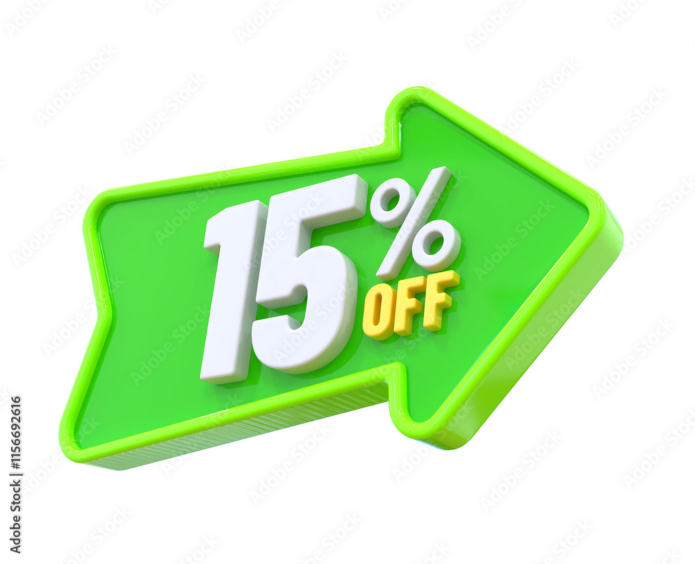 15 Percent Offer Label in 3d 15 Percent Offer Label in 3d