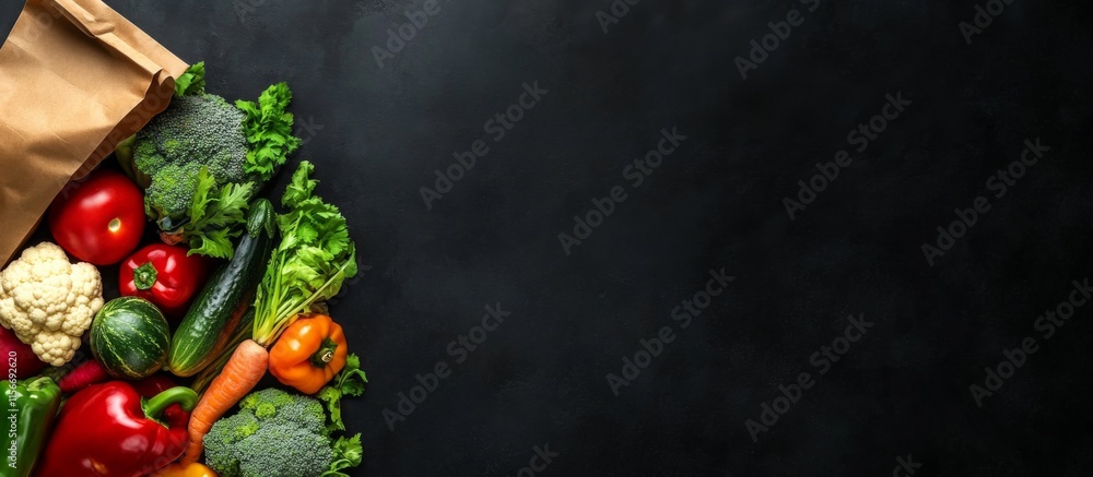 Colorful Fresh Vegetables and Fruits Flat Lay on Top view Colorful Fresh Vegetables and Fruits Flat Lay on Top view