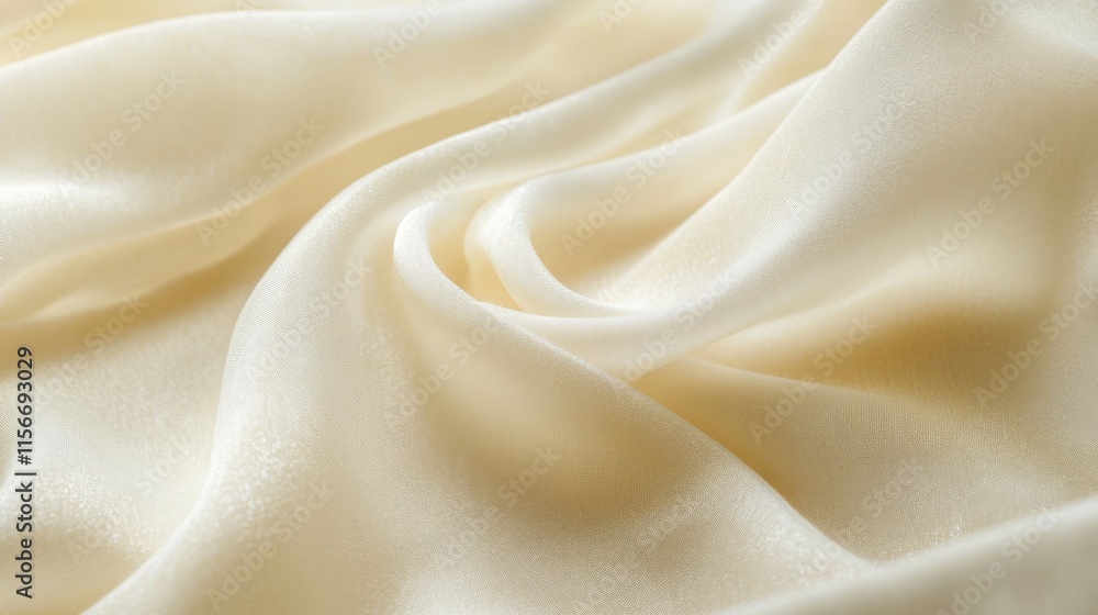 Elegant ivory silk fabric with smooth folds and luxurious texture Elegant ivory silk fabric with smooth folds and luxurious texture