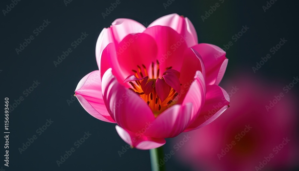 Fototapeta premium Vibrant Pink Lotus Flower Close Up Macro Shot