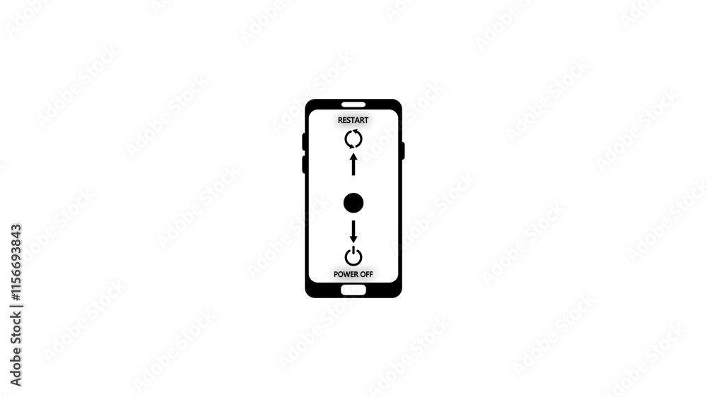 Concept of smart phone and computer power off and restart. power off and restart settings animation. Concept of smart phone and computer power off and restart. power off and restart settings animation.