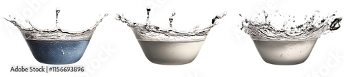 water splash in bowls on white background photo